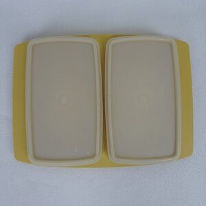 Vintage 1970's Tupperware Double Deli Server Tray #816-2 Harvest Gold
